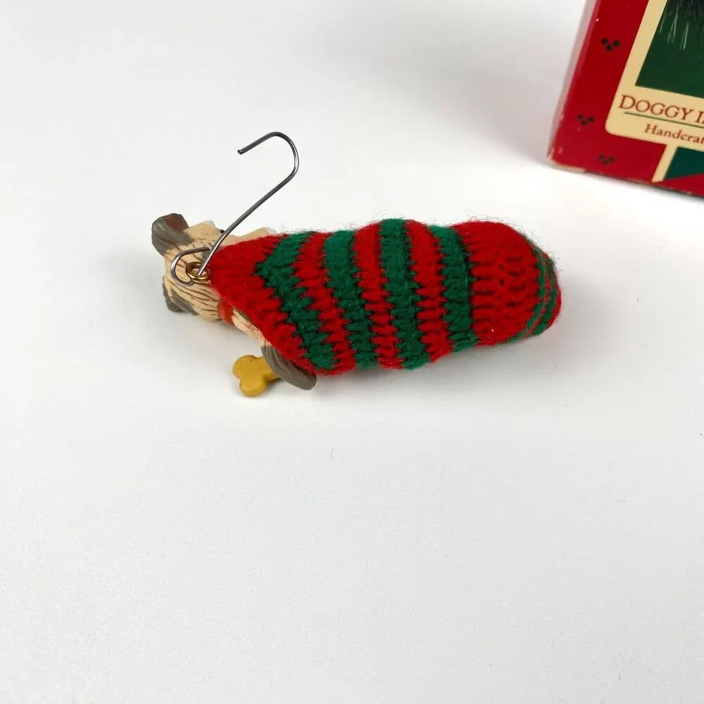 Hallmark Doggy In A Stocking Christmas Ornament Keepsake 1985 Puppy Dog Sock